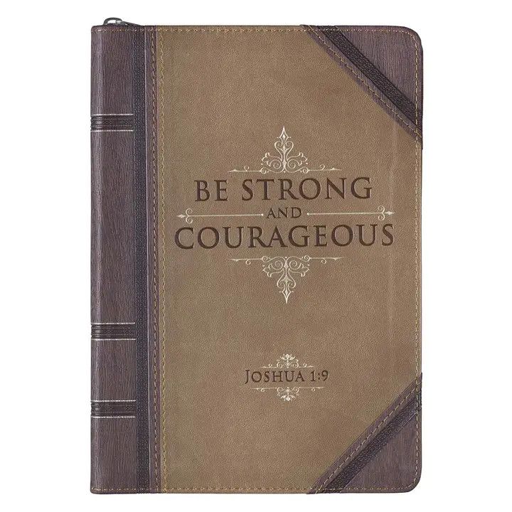 Journal Faux Leather with Zipper Be Strong Josh. 1:9