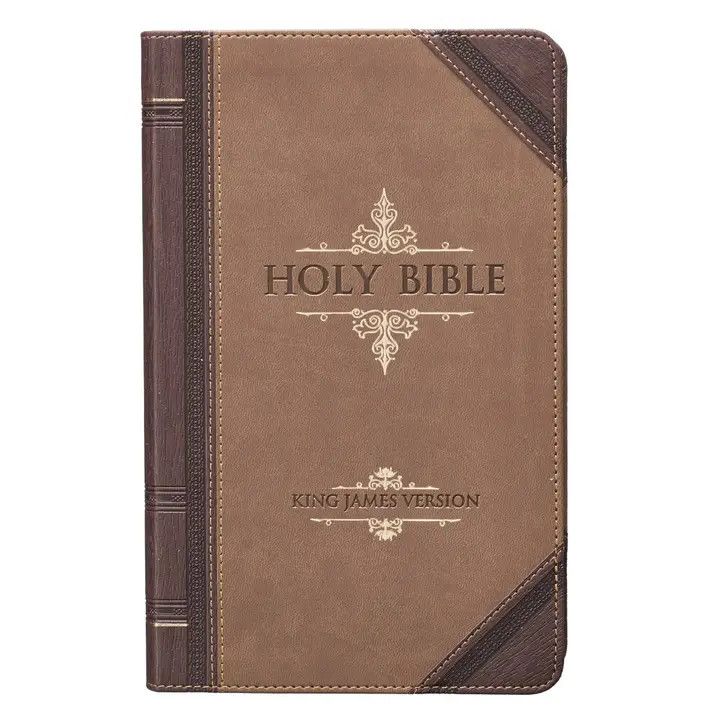 KJV Giant Print Bible-Dark Brown/Tan Portfolio Faux Leather