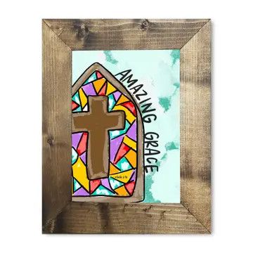 Amazing Grace Stained Glass Framed Art 8&quot; x 10&quot;