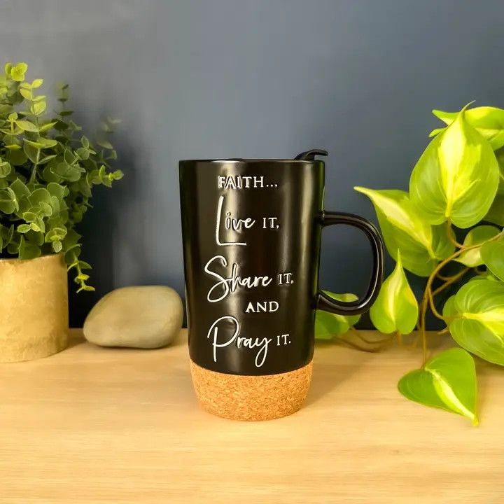 FAITH LIVE IT CERAMIC TRAVEL MUG W/LID