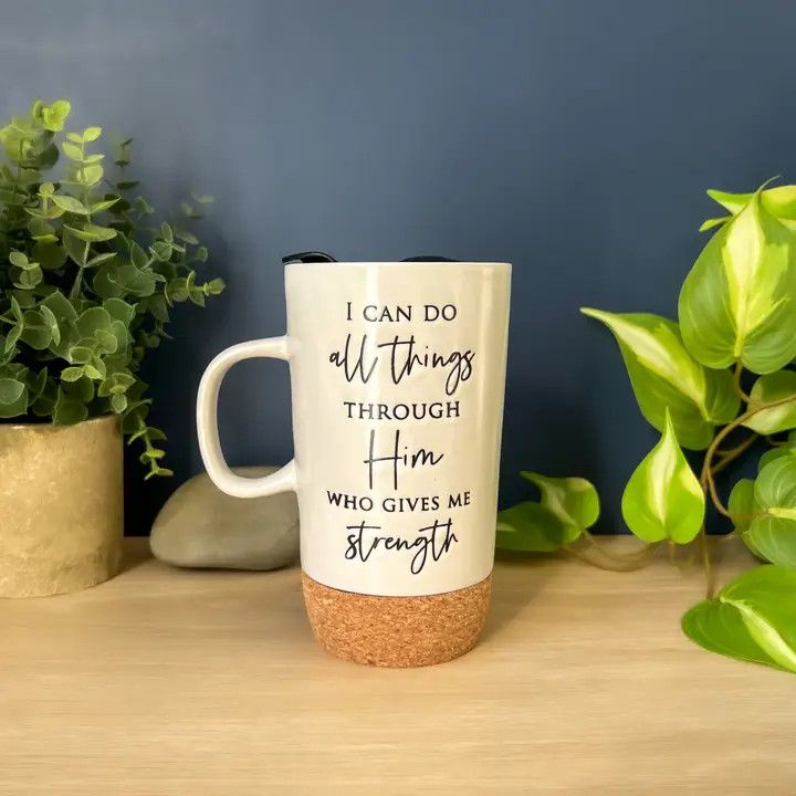 I CAN DO ALL THINGS CERAMIC TRAVEL MUG W/LID
