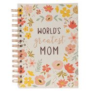 Journal Wirebound Peach Floral World's Greatest Mom