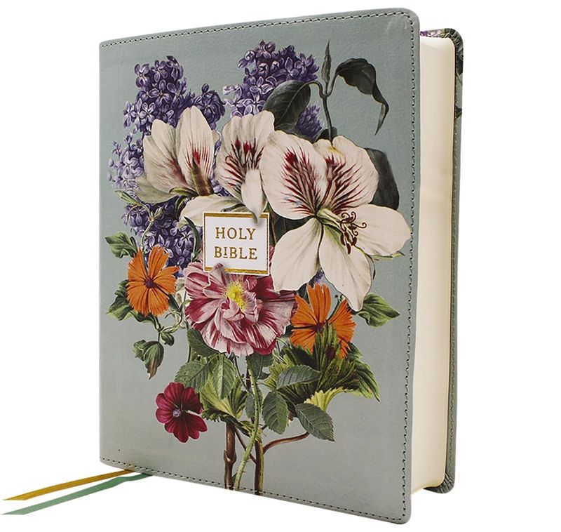 Niv, Artisan Collection Bible, Large Print, Leathersoft, Sage Floral, Red Letter, Comfort Print