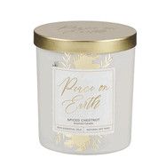 Glass Candle with Metal Lid Peace on Earth