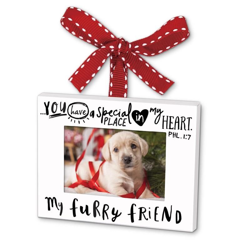 83145-ORNAMENT FRAME FURRY FRIEND RIBBON HANG