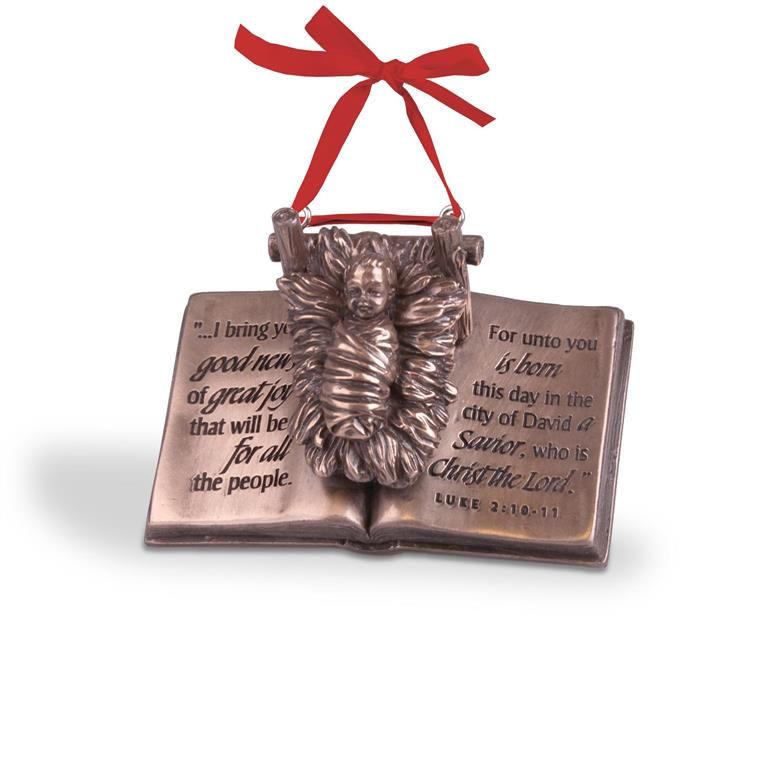 Ornament-Baby Jesus On Bible-The Word (#12119)