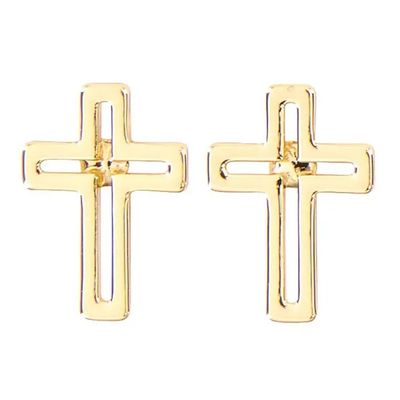 Cutout Cross Earrings - Gold