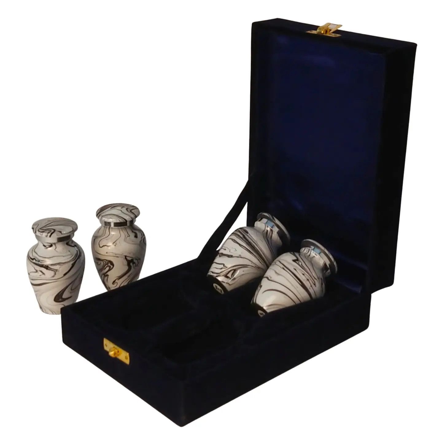 Beautiful Marble Finish Small Mini Keepsake Set of 4