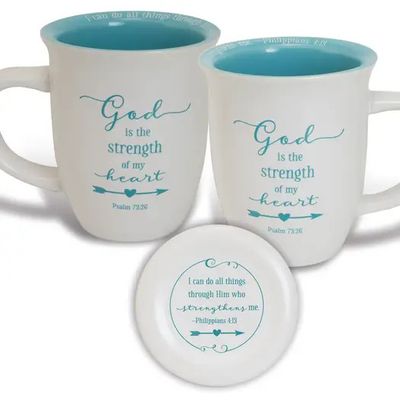 GOD IS THE STRENGTH MUG &amp; COASTER SET