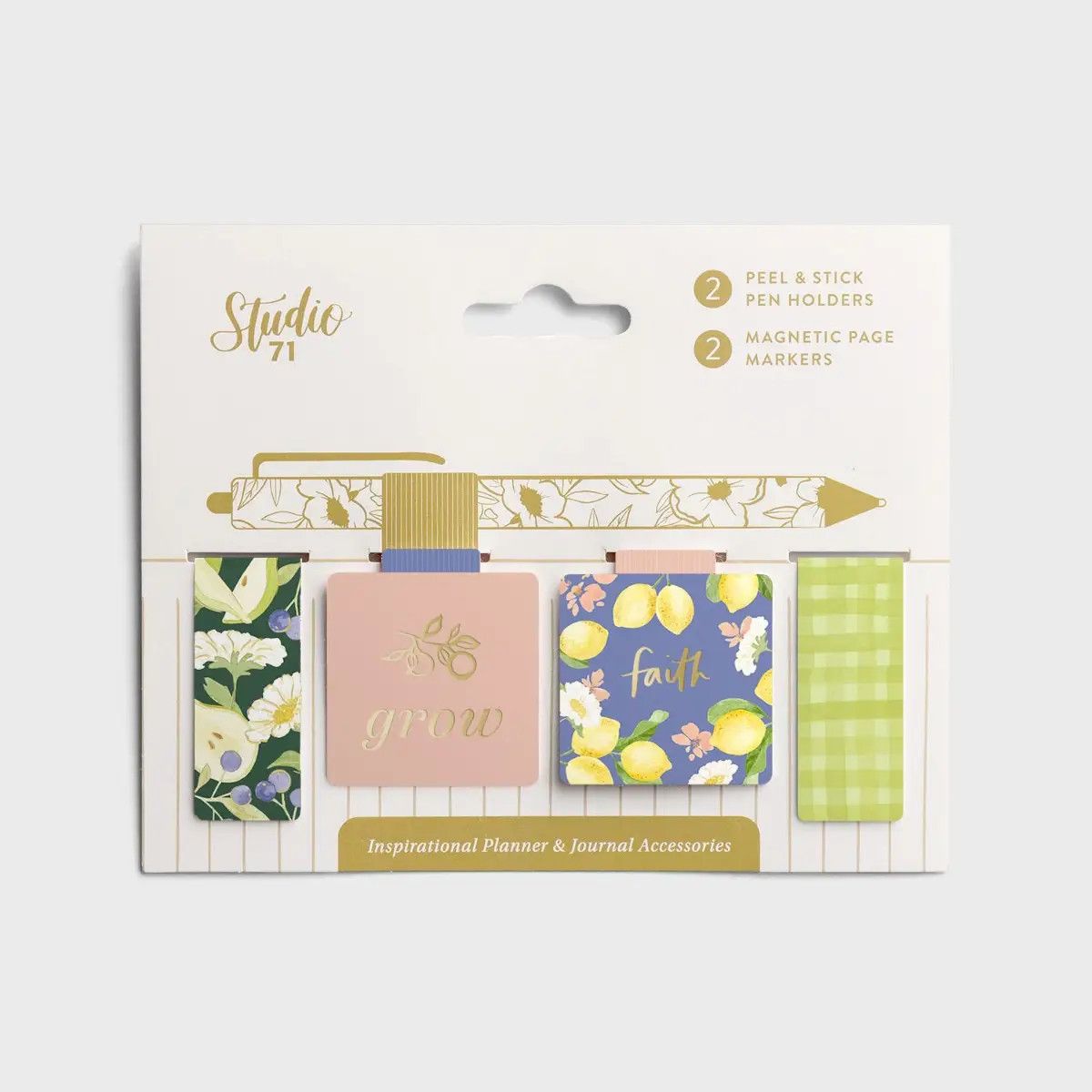 Studio 71 - Magnetic Page Marker &amp; Peel and Stick Pen Holder Set