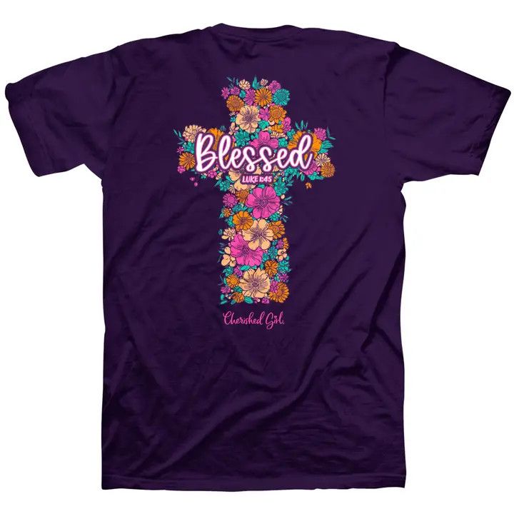 Cherished Girl Adult T - Floral Cross  3X
