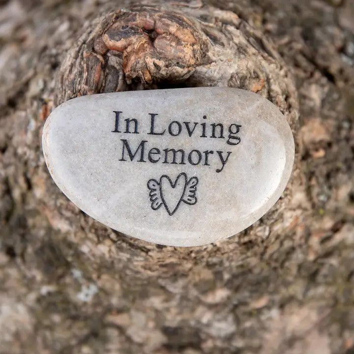 In Loving Memory River Rock - Heartwing (Picture)