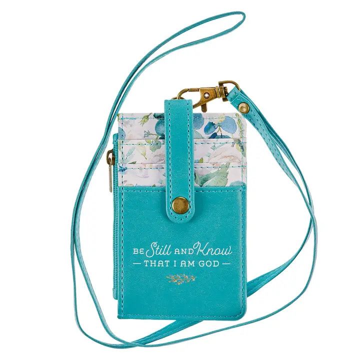 ID Card Holder - Be Still &amp; Know Teal/White