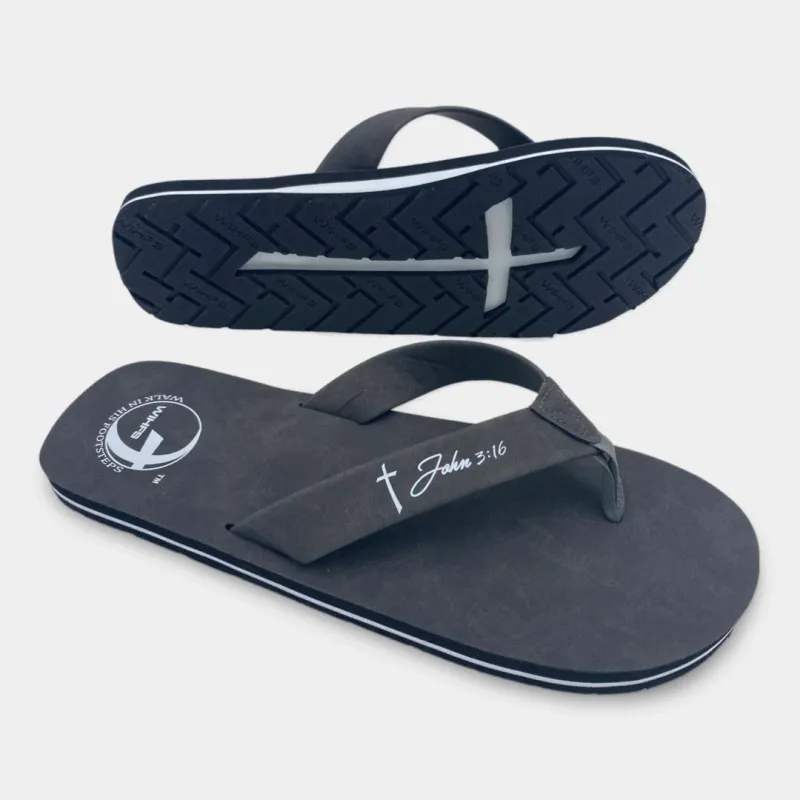 Medium/Small Black Leather Flip Flops