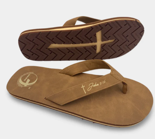 Small Tan Leather Flip-Flops