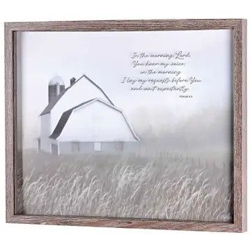 Framed Wall Art Barn in Morning in Field