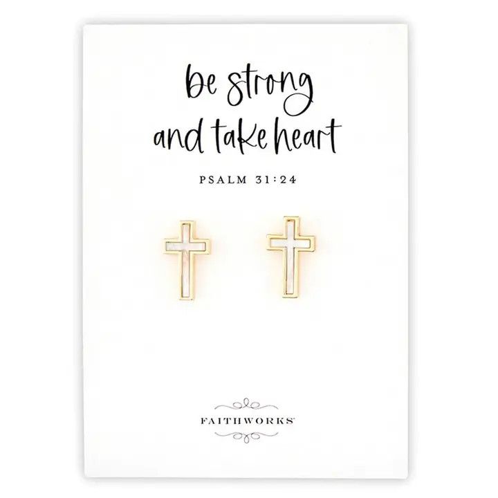 Mother of Pearl Cross Earrings