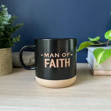 MAN OF FAITH WAX RESIST MUG, 18 OZ