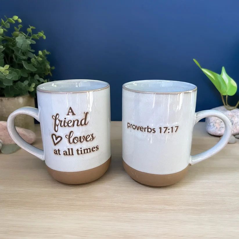 A FRIEND LOVES POTTERY MUG BOXED, 18 OZ