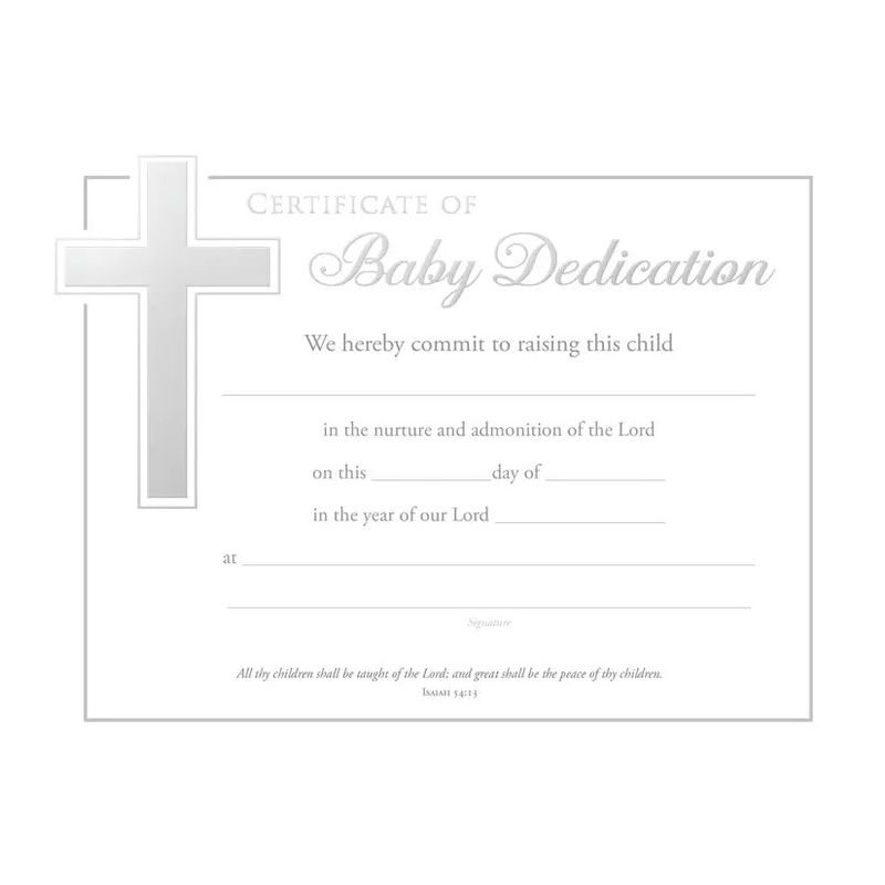 Certificate-Baby Dedication/Lamb (3 John 4) (Silver Foil Embossed Premium Stock) (Pack Of 6)