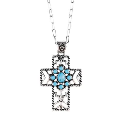 Necklace Turquoise Concho Cross 20L