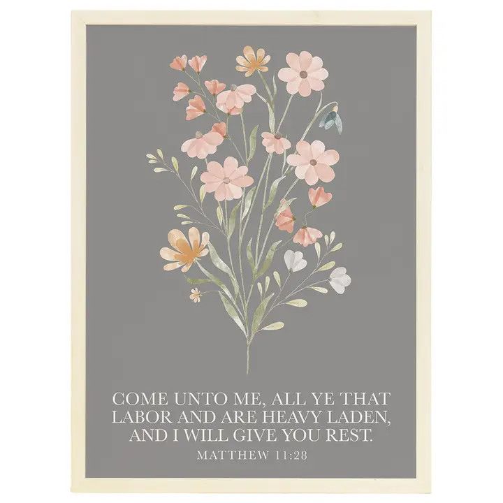 Come Unto Me Flowers - Thin Frame Rectangle