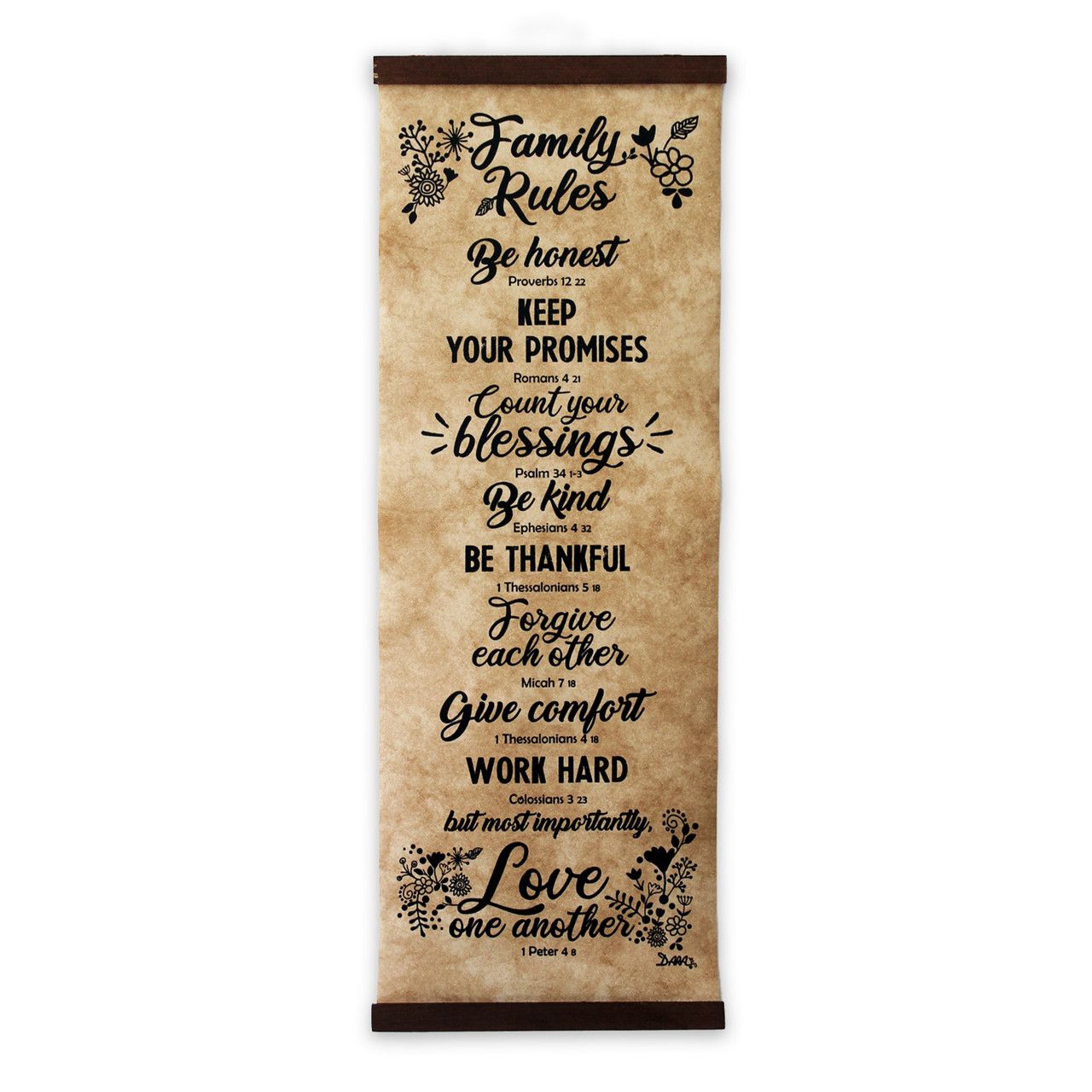 Large Biblical Scroll Printed on Synthetic Leather - Family rules