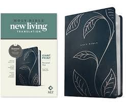 NLT Giant Print Personal Size Filament Bible - Navy Vines Leatherlike