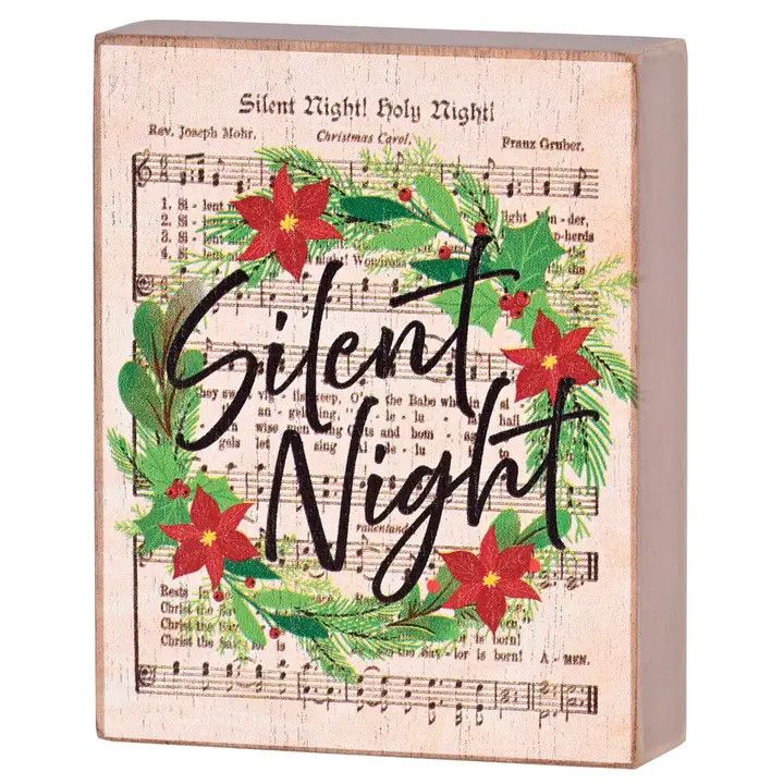 Tabletop Plaque Silent Night Hymn Wreath