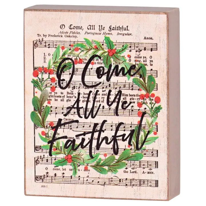 Tabletop Plaque Come Ye Faithful Hymn