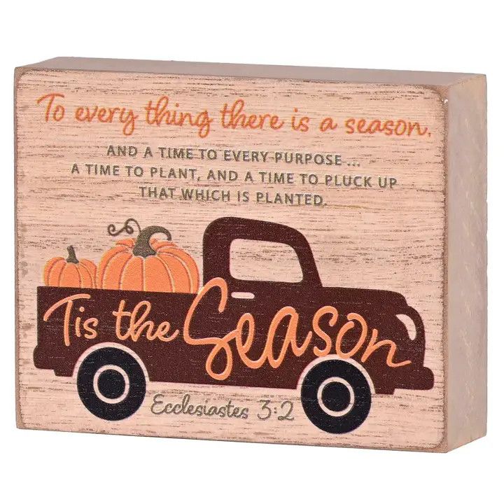 Tabletop Plaque Truck Tis Season Pumpkin