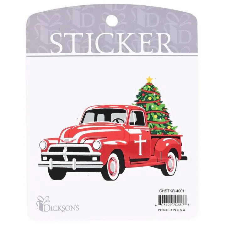 Sticker Old Red Truck with Tree