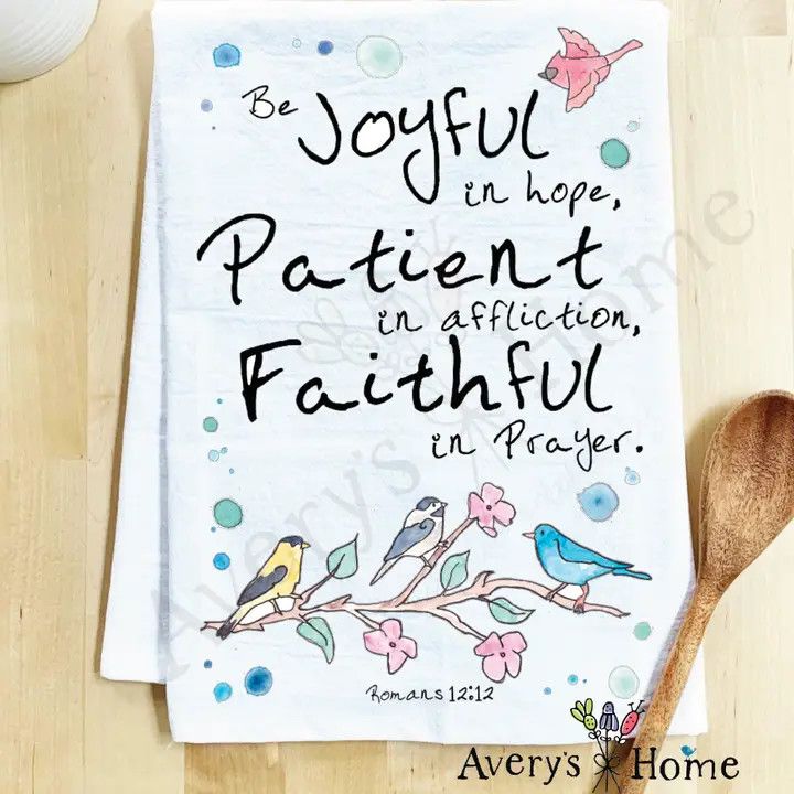 Be Joyful Bible Verse with Birds Friendship Tea Towel