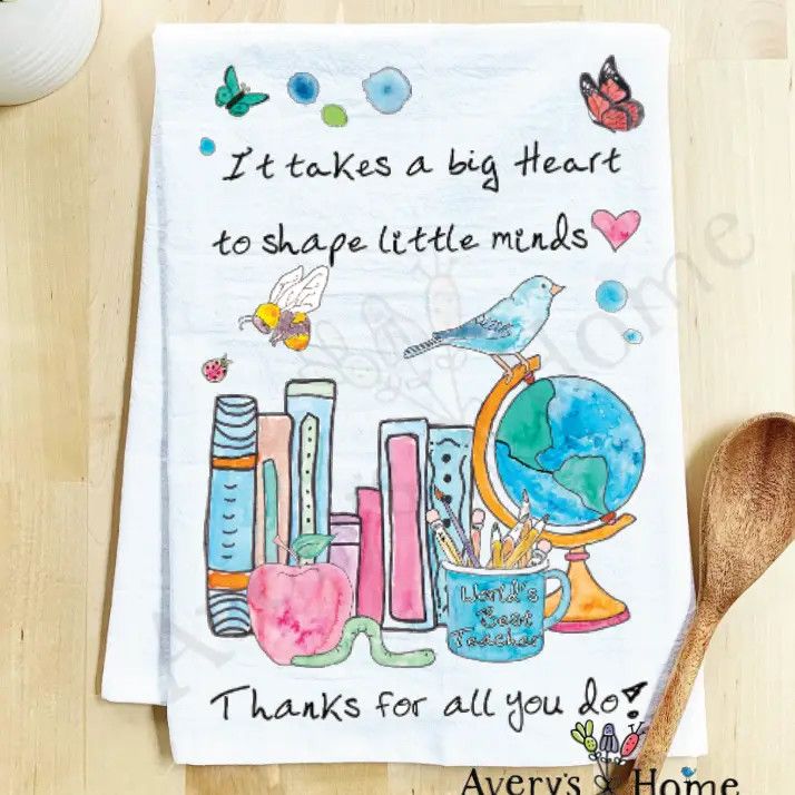 Worlds Best Teacher Appreciation Gift Tea Towel