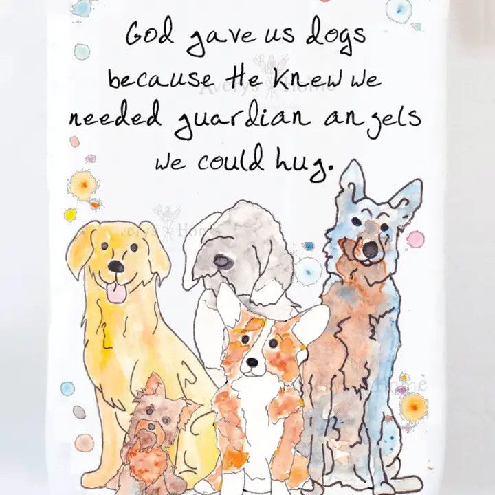 Dogs Are Guardian Angels Tea Towel