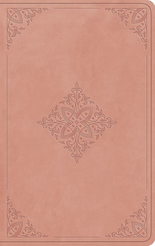 ESV Large Print Value Thinline Bible-Blush Rose, Fleur-de-lis Design TruTone
