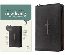 NLT Large Print Thinline Reference Zipper Bible, Filament Enabled (Leatherlike, Black Cross, Red Letter) - Large Print