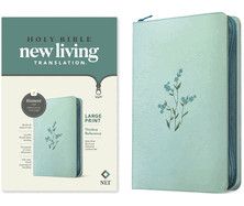 NLT Large Print Thinline Reference Zipper Bible, Filament Enabled (Leatherlike, Baby Blue Blossoms, Red Letter) - Large Print