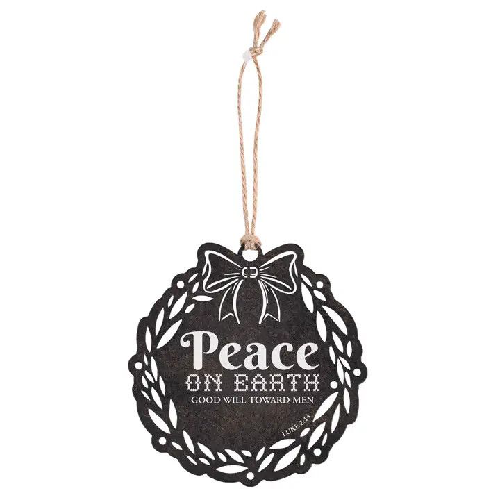 Ornament Peace On Earth Black 4H Metal
