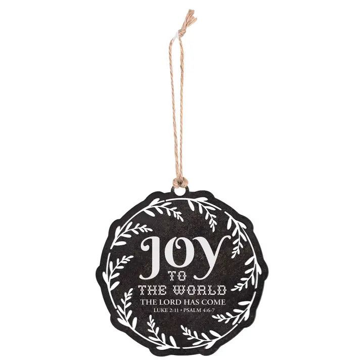Ornament Joy To the World Black 4H Metal