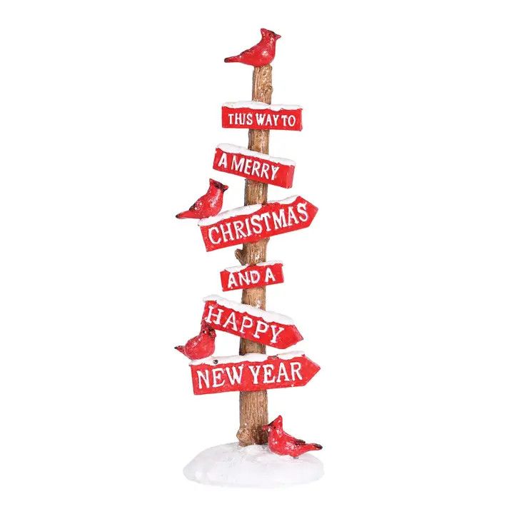 Christmas Figurine Cardinals On A Pole