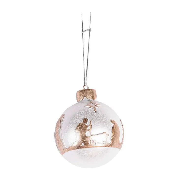 Ornament Gold Silver Nativity Orb