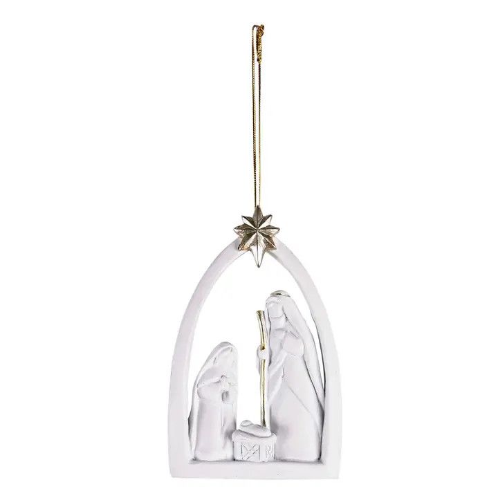 Ornament Holy Family Creche in White