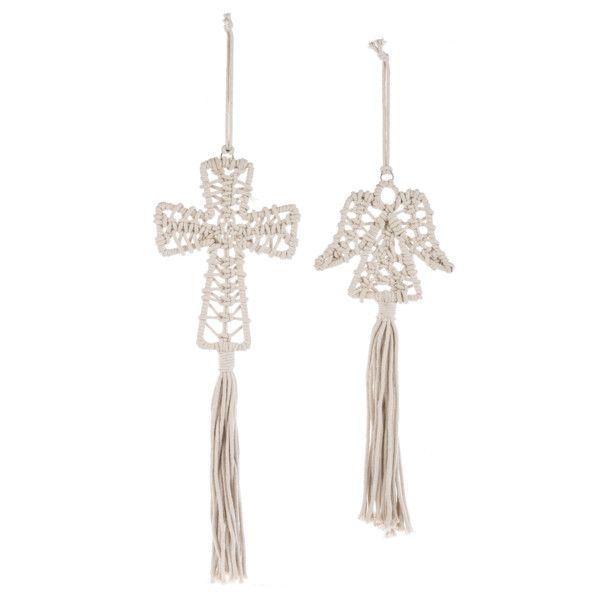 Macrame Cross &amp; Angel Ornament