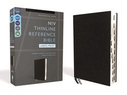Niv, Thinline Reference Bible, Large Print, Bonded Leather, Black, Red Letter, Thumb Indexed, Comfort Print