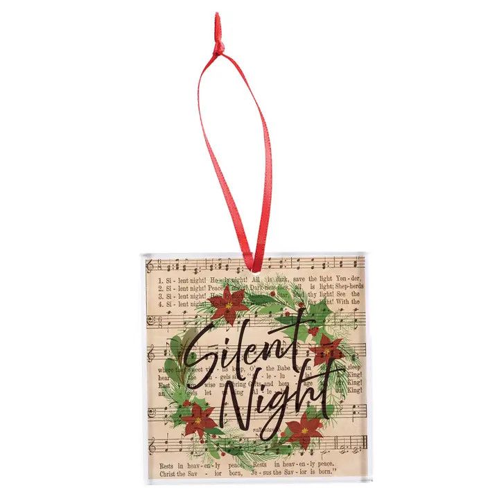 Ornament Silent Night Hymn Wreath Glass