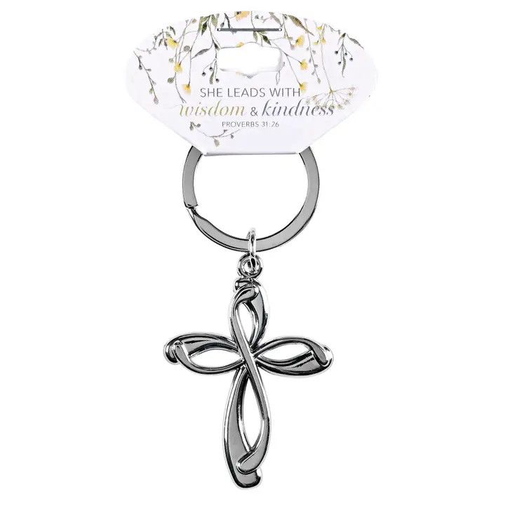 Keyring Cross She Leads with Wisdom