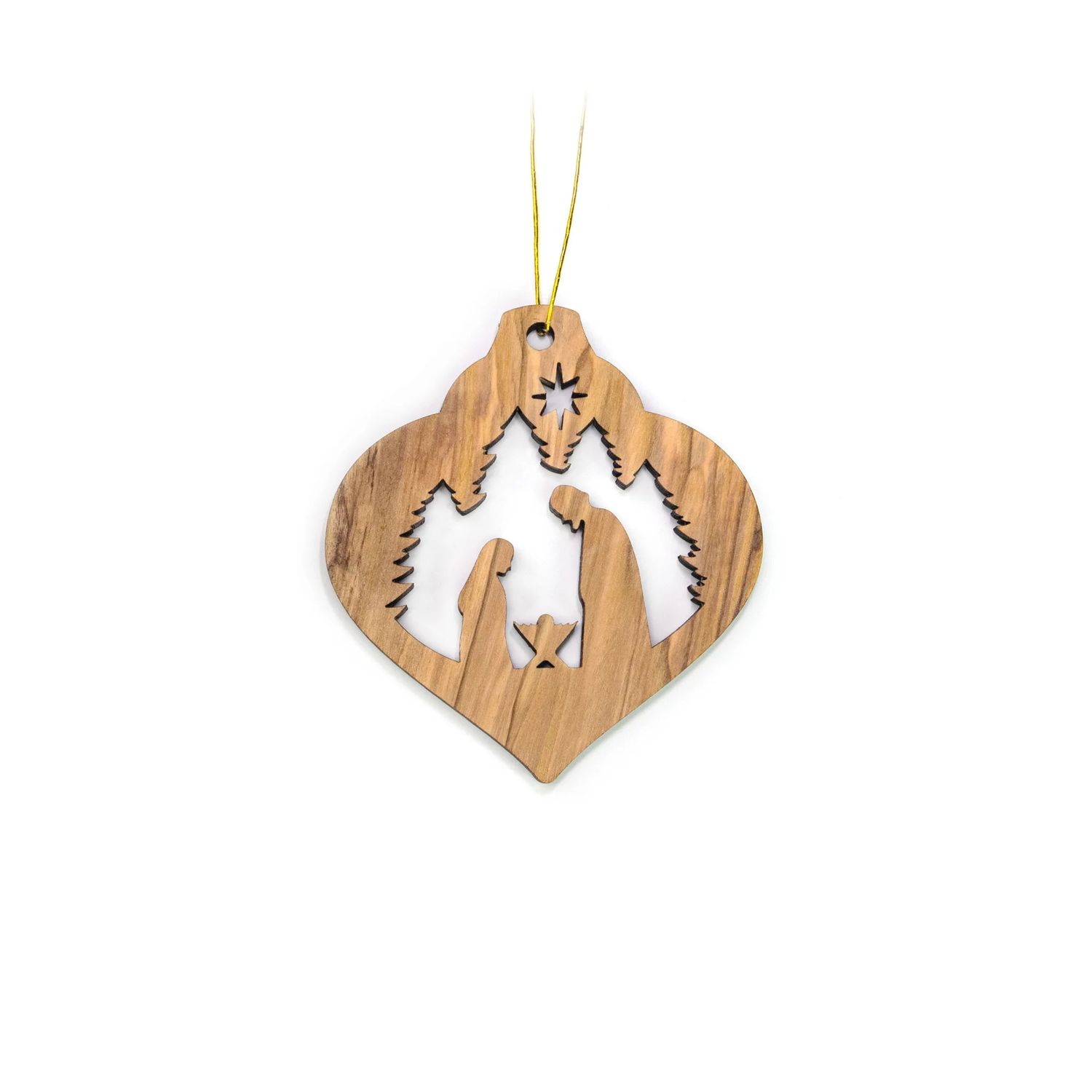 2D Vintage Christmas Bulb Nativity with Trees