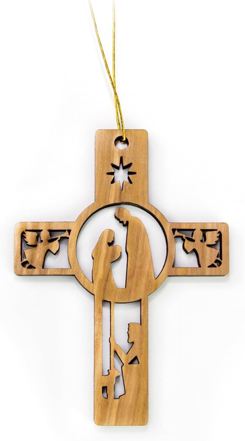 2D Christmas Cross Nativity with Shepherd and Angels