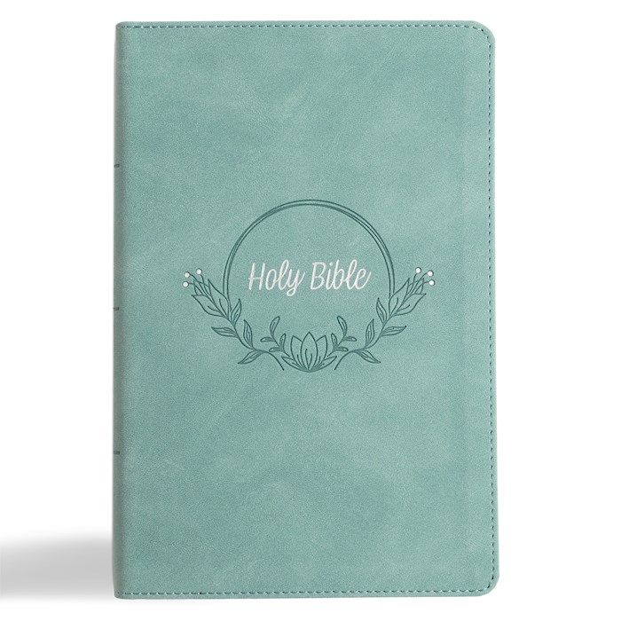 KJV Large Print Personal Size Reference Bible-Earthen Teal SuedeSoft LeatherTouch